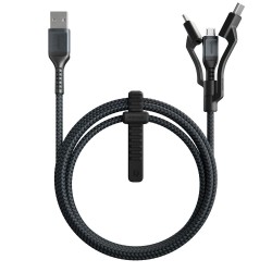 Cablu pentru incarcare si transfer de date 3 in 1 NOMAD Kevlar USB Type-C/Lightning/Micro-USB 1.5m Negru